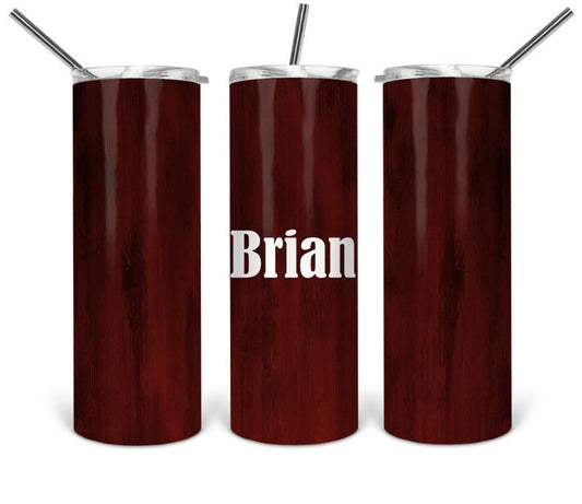 Red Woodgrain Personalized Tumbler