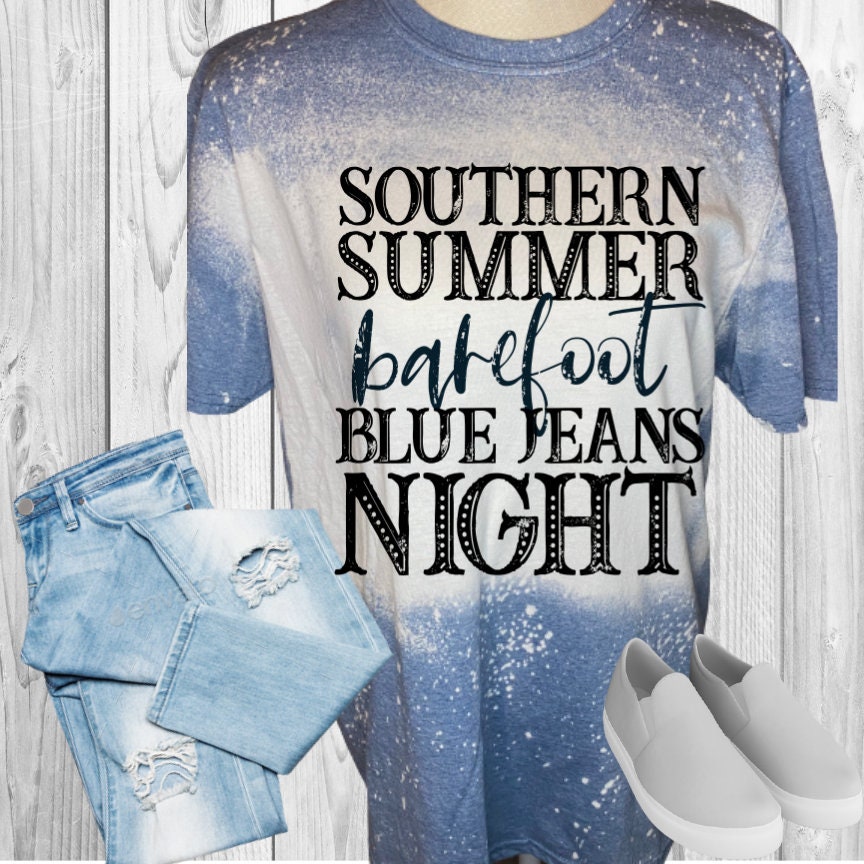 Southern Summer Blue Jean Night Bleached T-Shirt