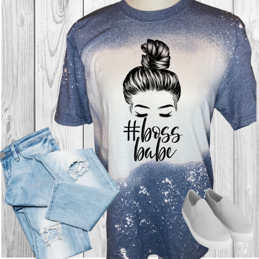 BOSS BABE Messy Bun Bleached T-Shirt