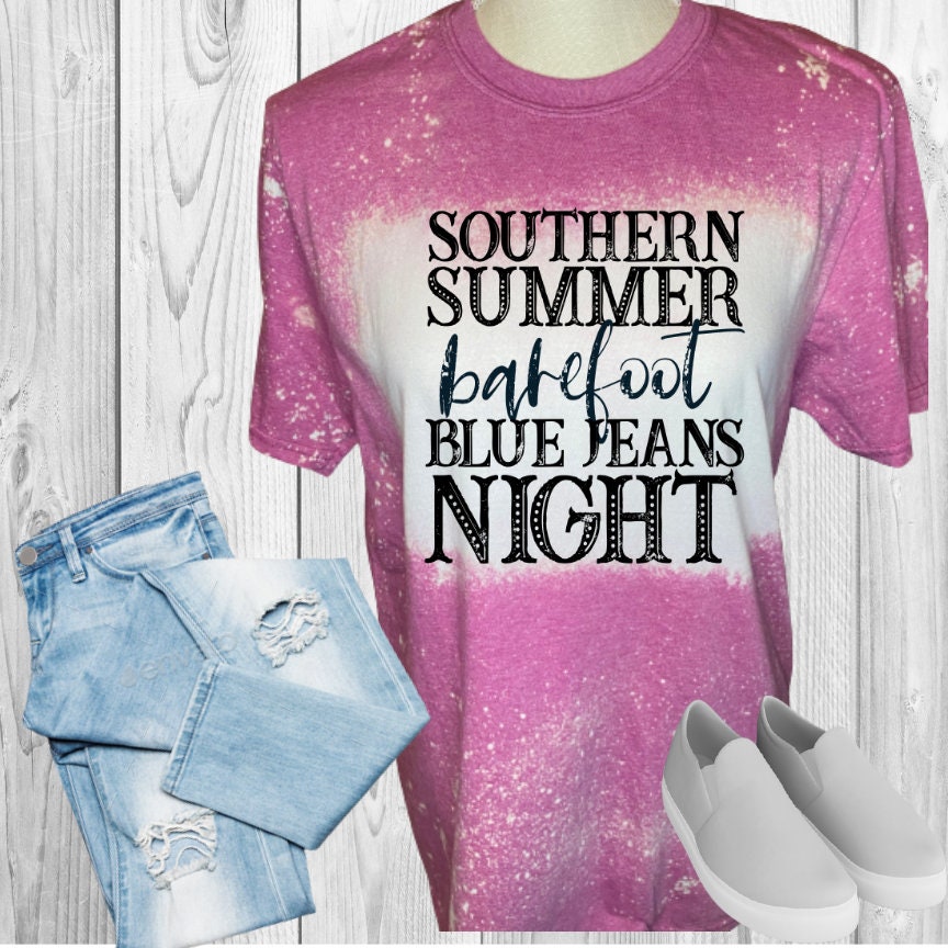 Southern Summer Blue Jean Night Bleached T-Shirt