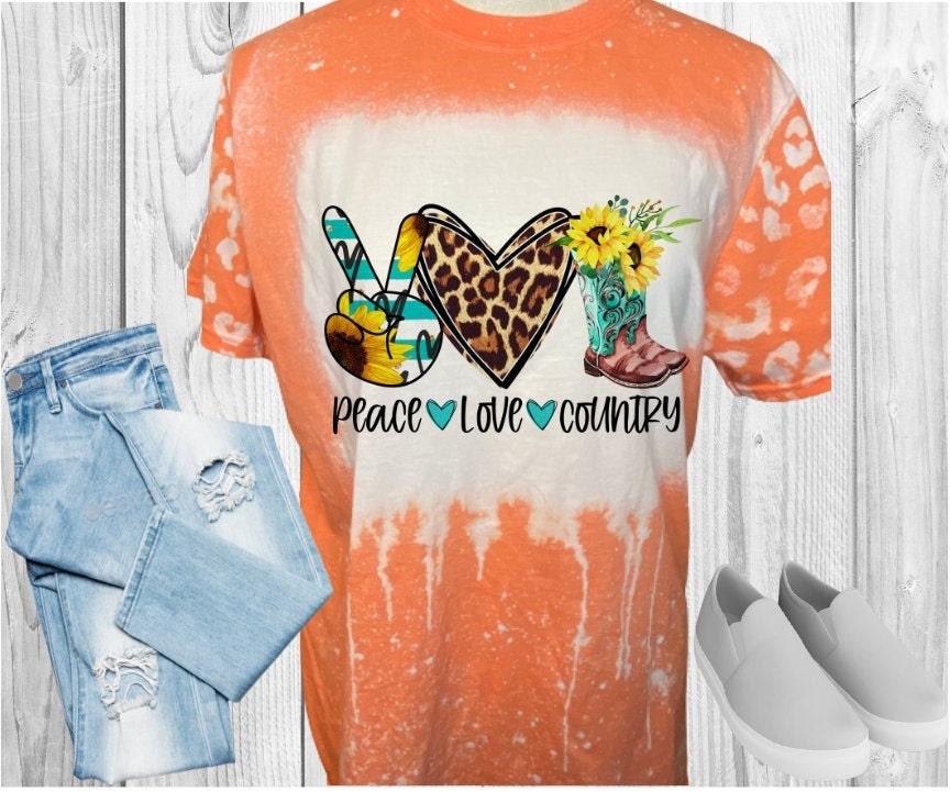 Peace Love Country Bleached T-Shirt