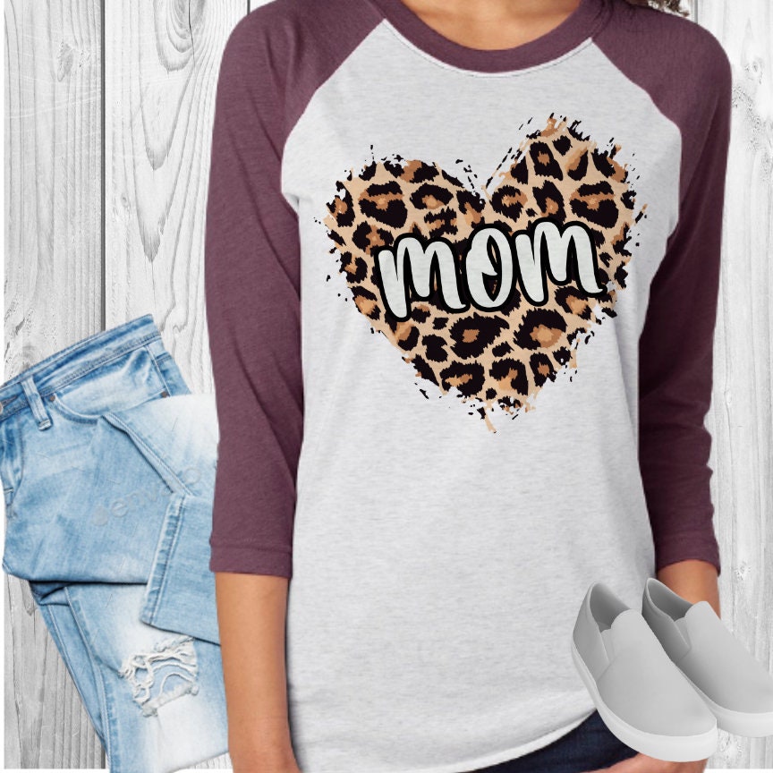 Mom Leopard Heart Raglan