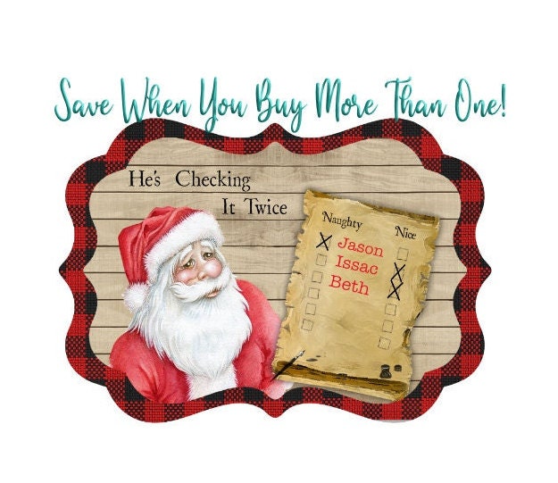 Santa Checking It Twice Personalized Christmas Ornament