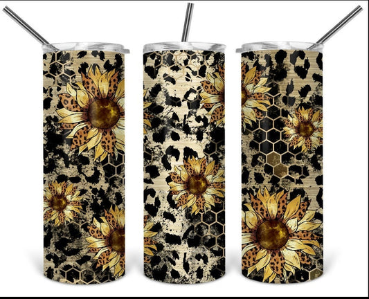 Leopard Sunflower Gold Cup Tumbler