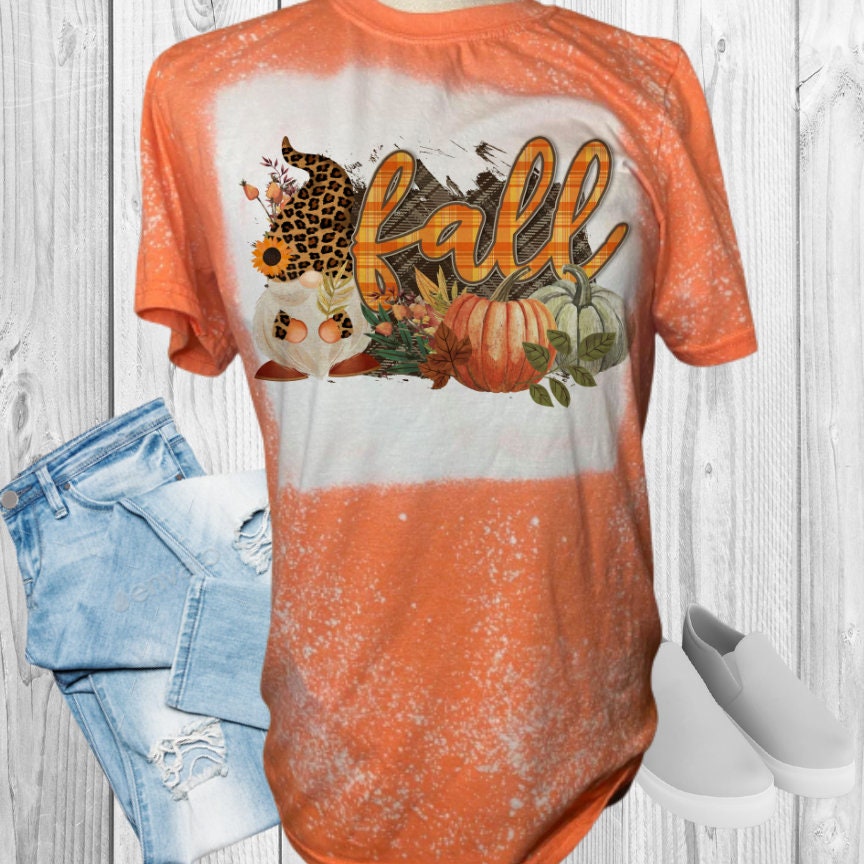 FALL GNOME Sunflower Leopard Bleached T-Shirt