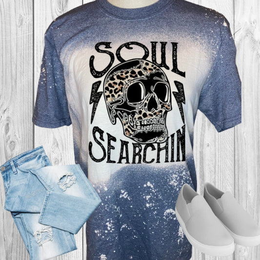 Soul Searching Leopard Print Bleached T-Shirt