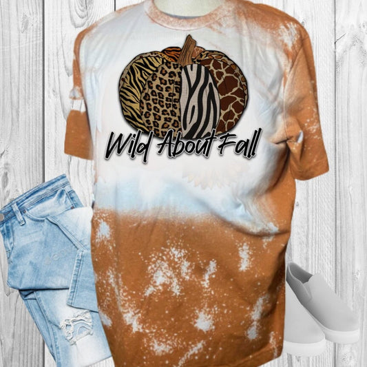 Wild About Fall Animal Print Pumpkin Bleached T-Shirt