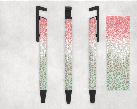 Pink and Silver Leopard Personalized Pen