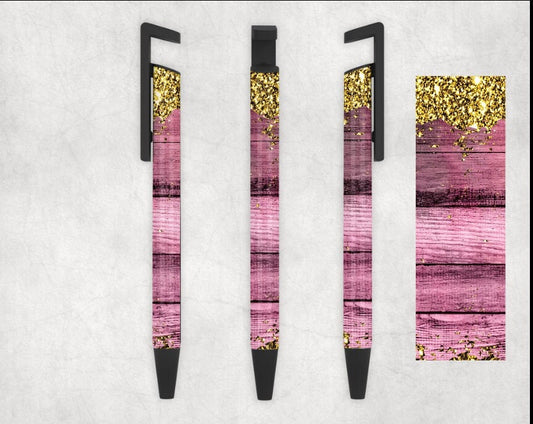 Pink Glitter Wood Personalized Pen