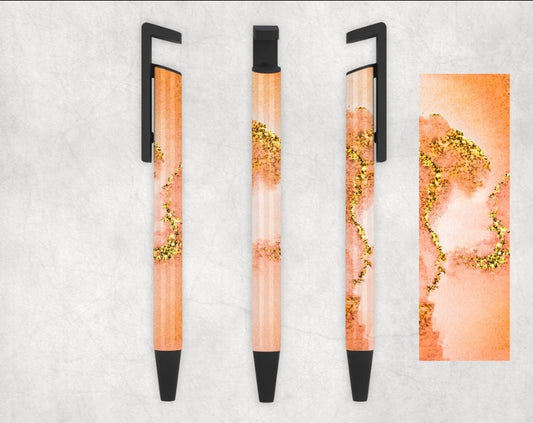 Peach Orange Glitter Personalized Pen