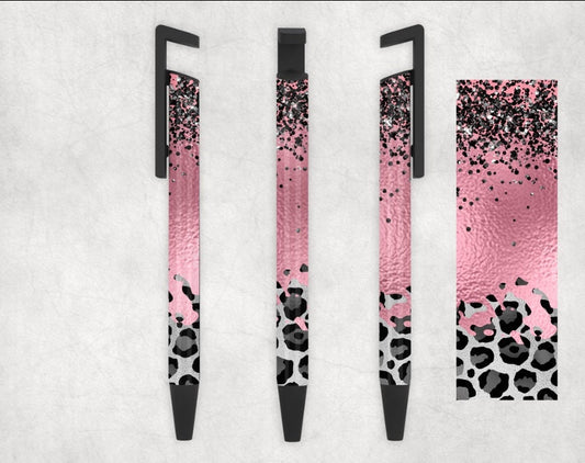 Pink and Grey Leopard Personalized Pen