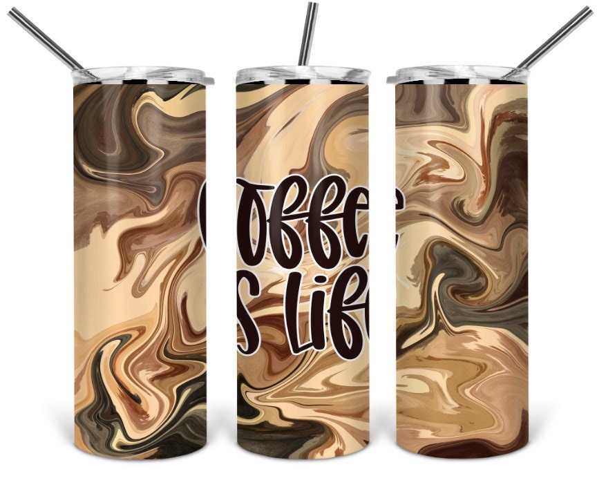 Coffee Is Life Dark and Light Coffee Swirl Tumbler