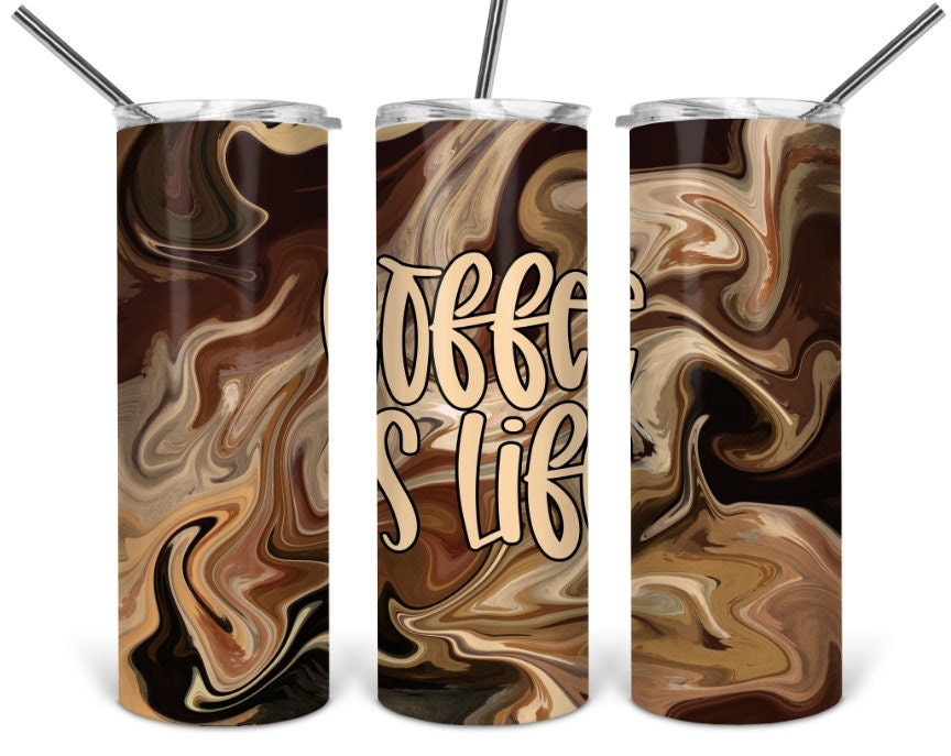 Coffee Is Life Dark and Light Coffee Swirl Tumbler