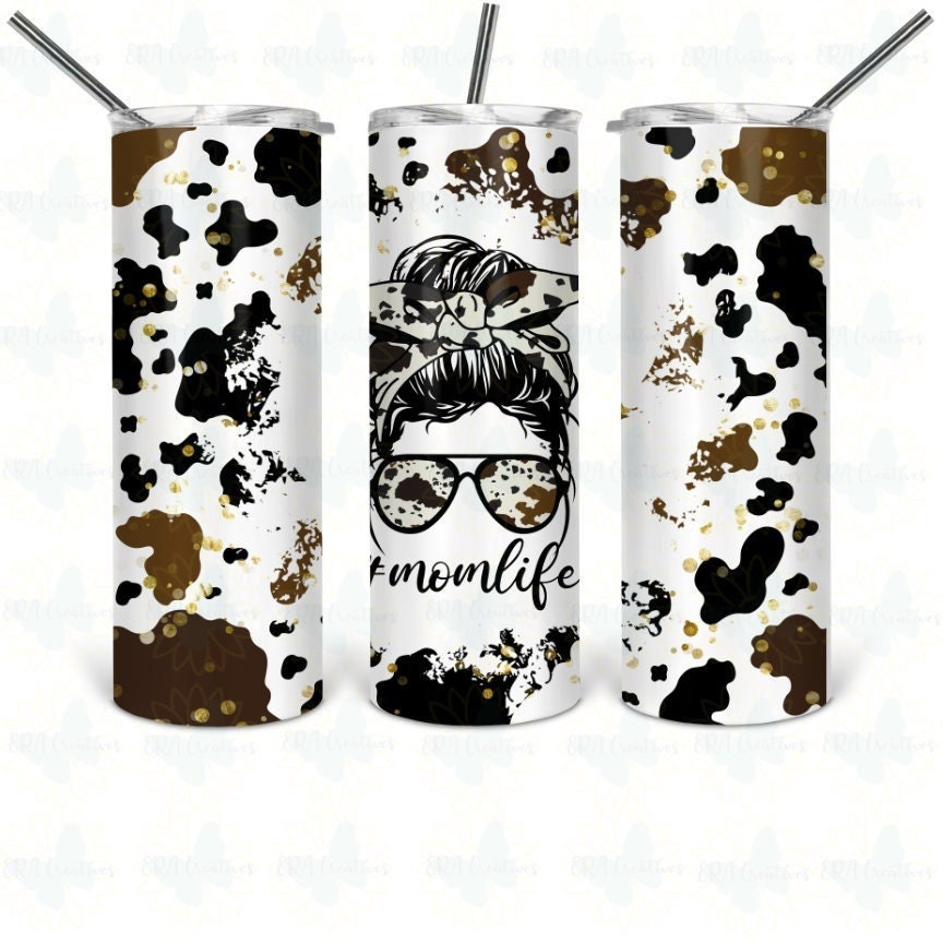 Mom Life Cowhide Cow Print Tumbler