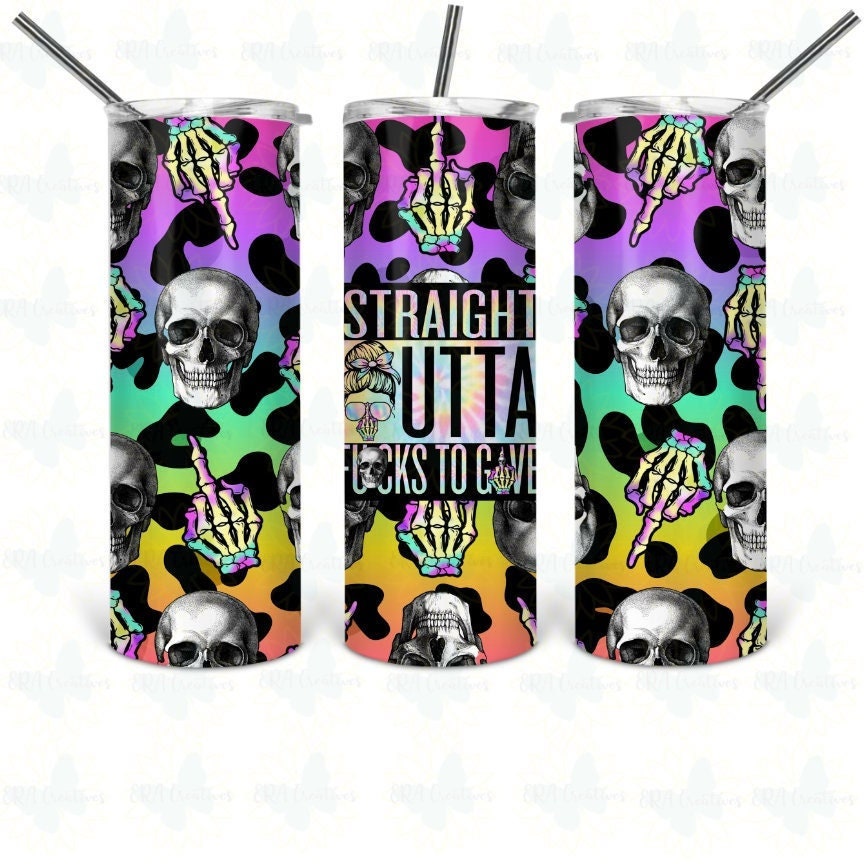 Straight Outta Fucks To Give Neon Leopard Tumbler