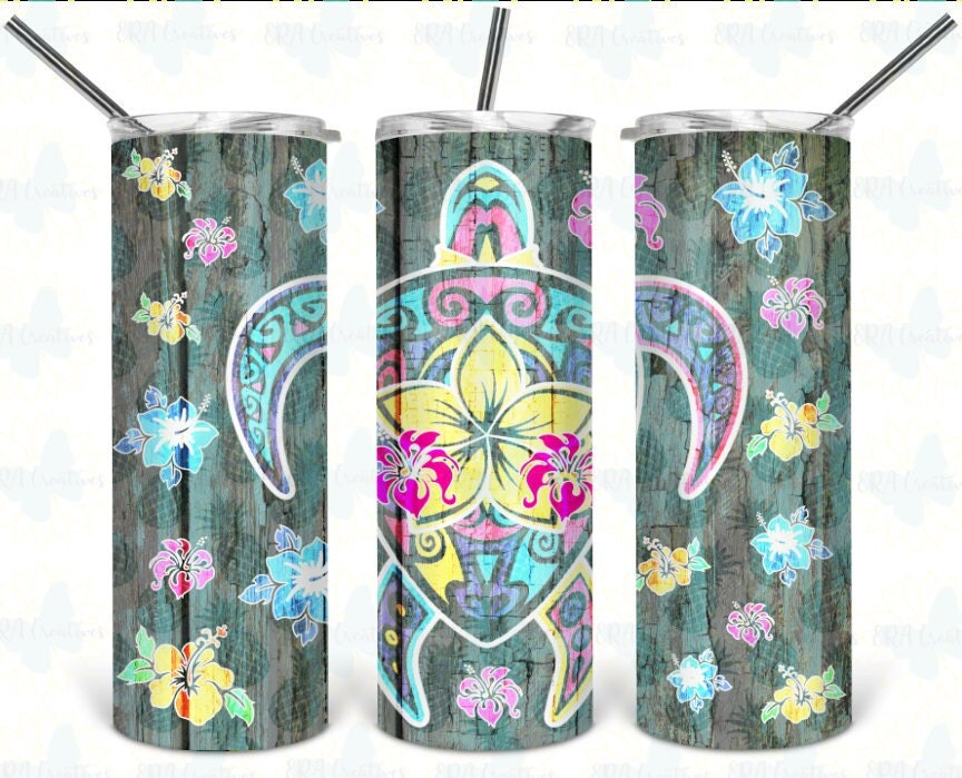 Sea Turtle Colorful Flower Beach Tumbler